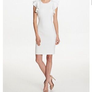 Tommy Hilfiger Scuba Flutter Ruffle Cap Sleeve Sheath Dress Size 2
